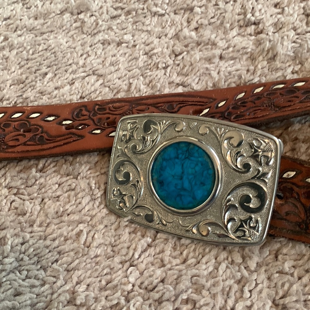 High quality leather belt with silver buckle